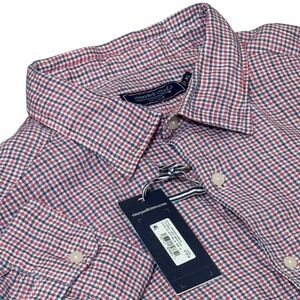 Vineyard Vines Mens XL Linen Tattersall Shirt‎ Button Down Plaid Jetty Red